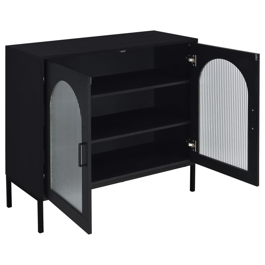 Jess - 2-Door Arched Fluted Glass Accent Cabinet - Black by Coaster Fine Furniture | Bel Furniture