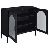Jess - 2-Door Arched Fluted Glass Accent Cabinet - Black by Coaster Fine Furniture | Bel Furniture