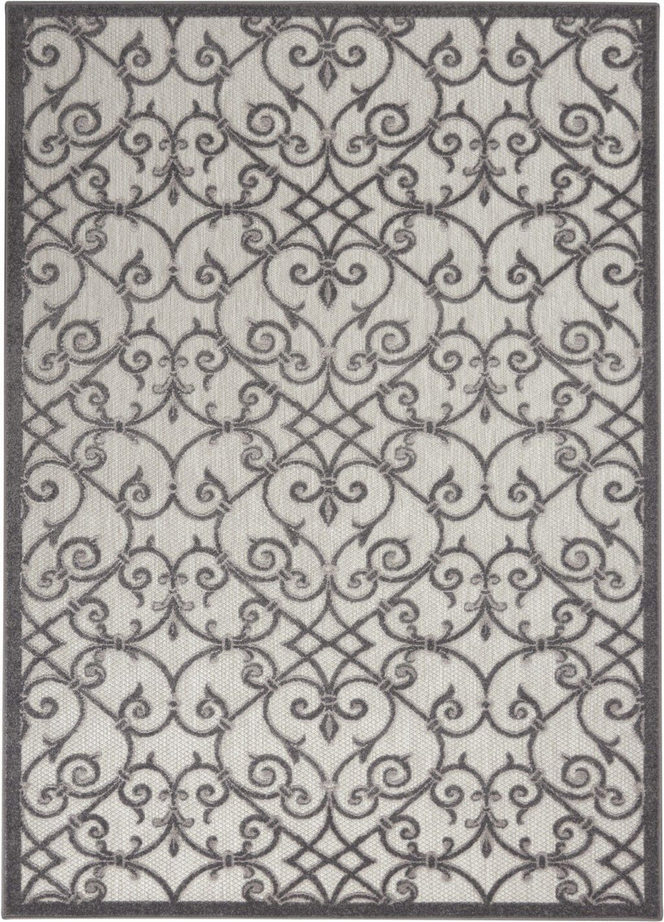 5' X 8' Floral Indoor / Outdoor Area Rug - Gray