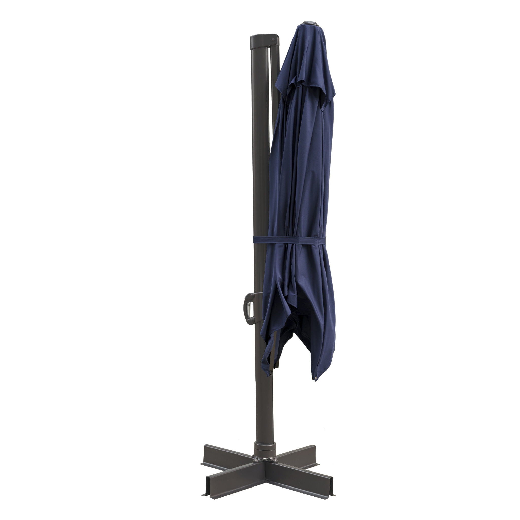 Polyester Square Tilt Cantilever Patio Umbrella With Stand - Navy