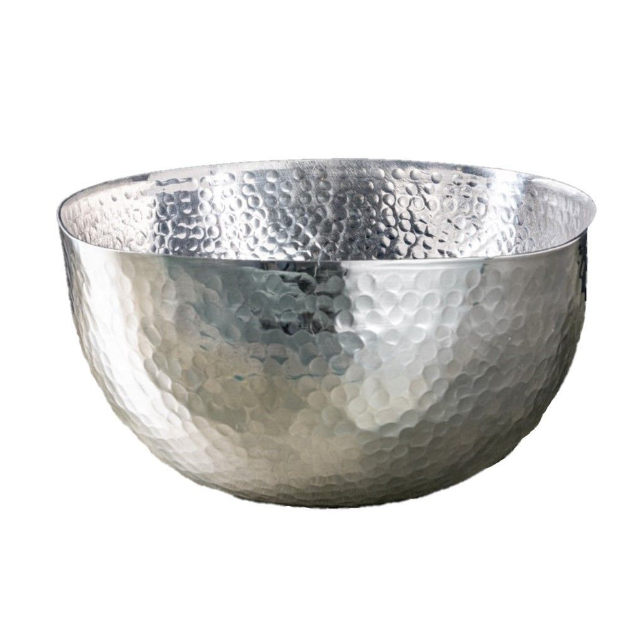 Handcrafted Hammered Stainless Steel Square Centerpiece Bowl - Gray