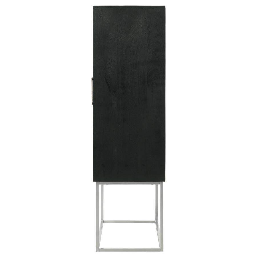 Borman - 2 Door Home Bar Cabinet Wine Storage - Walnut And Black by Coaster Fine Furniture | Bel Furniture