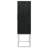 Borman - 2 Door Home Bar Cabinet Wine Storage - Walnut And Black by Coaster Fine Furniture | Bel Furniture