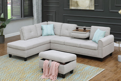 Alger - 98" Wide Left Hand Facing Sofa & Chaise With Ottoman Gray by Cynthia's Furniture | Bel Furniture