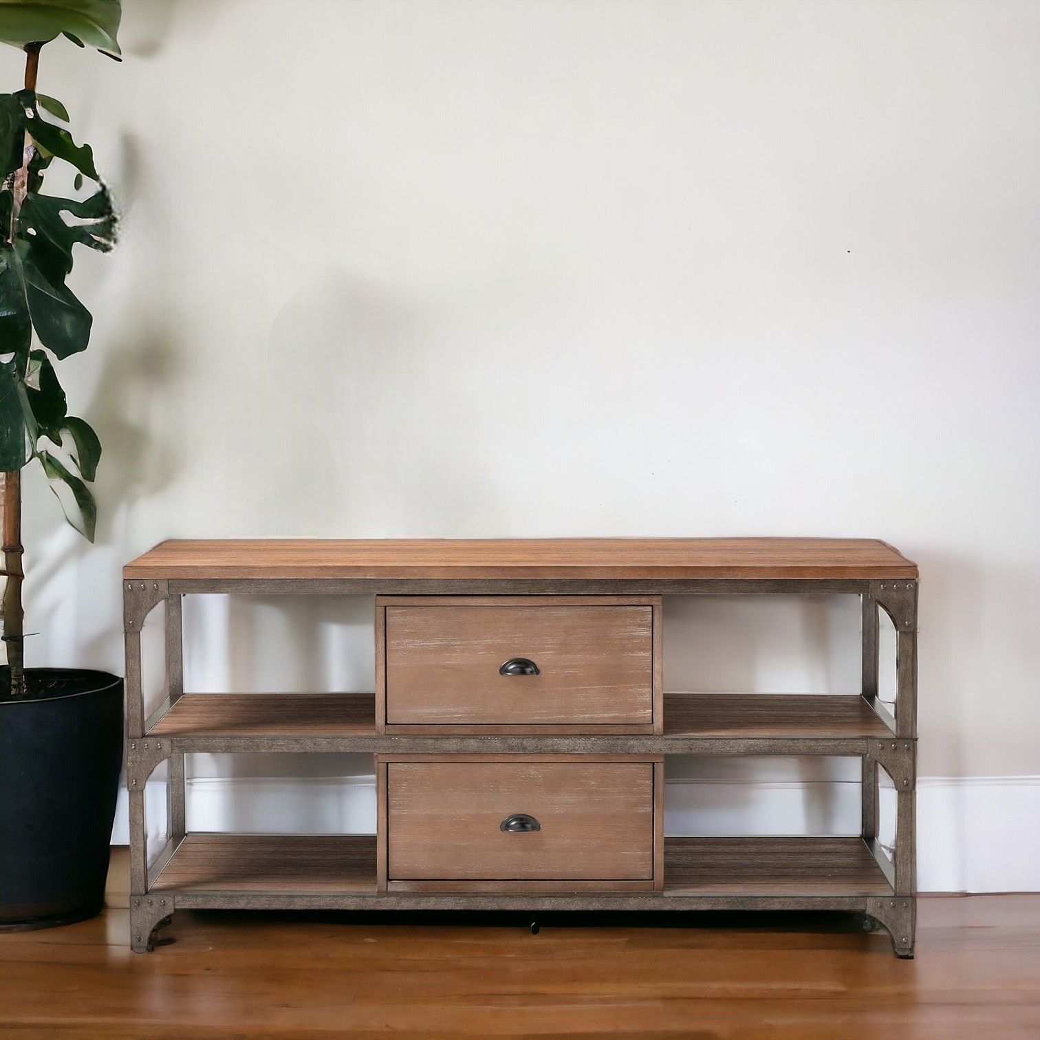 Open Shelving, TV Stand - Wood Brown