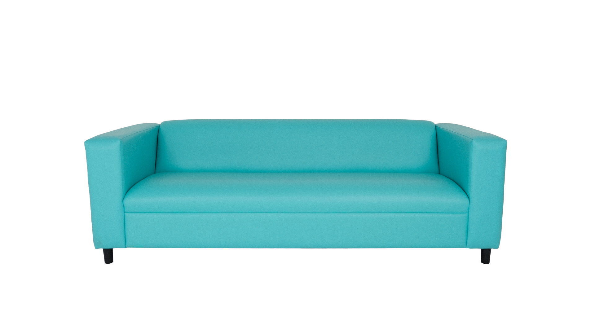 Faux Leather Sofa With Black Legs - Teal Blue