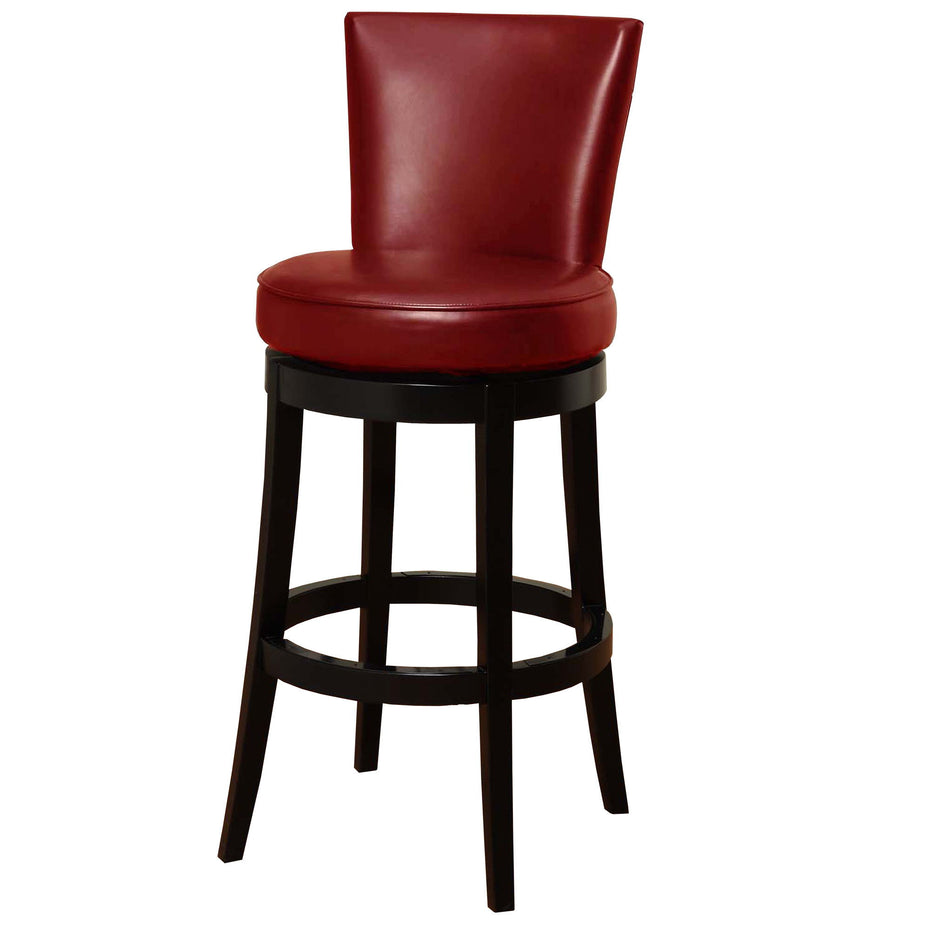 Solid Wood Swivel Bar Height Bar Chair - Red / Black