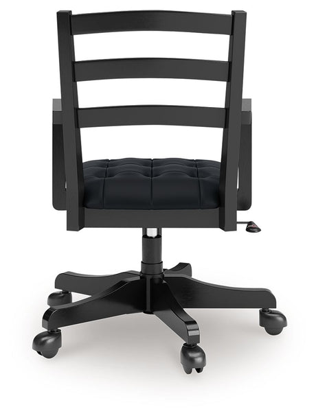 Wildenauer - 4 Pc. - Home Office Desk And Return, Swivel Desk Chair, Bookcase - Brown / Black - view 8