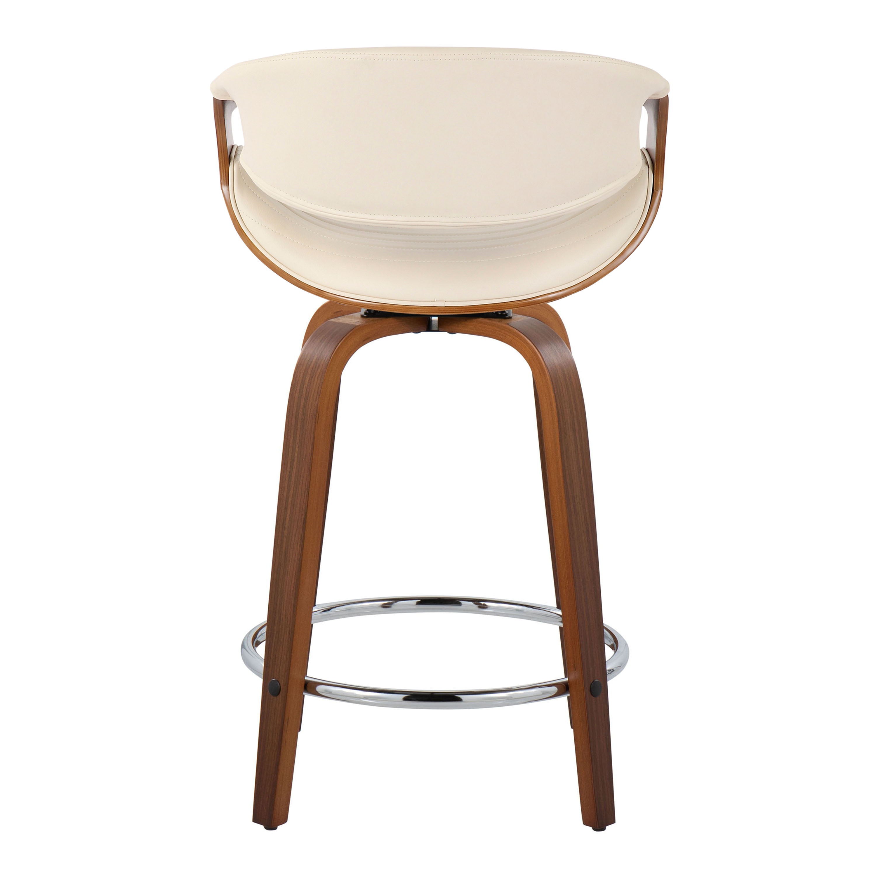 Symphony - Mid Century Modern Fixed Height Counter Stool With Swivel And Round Footrest (Set of 2)