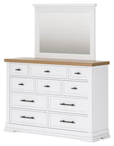 Ashbryn - White / Natural - Dresser And Mirror by Benchcraft® | Bel Furniture