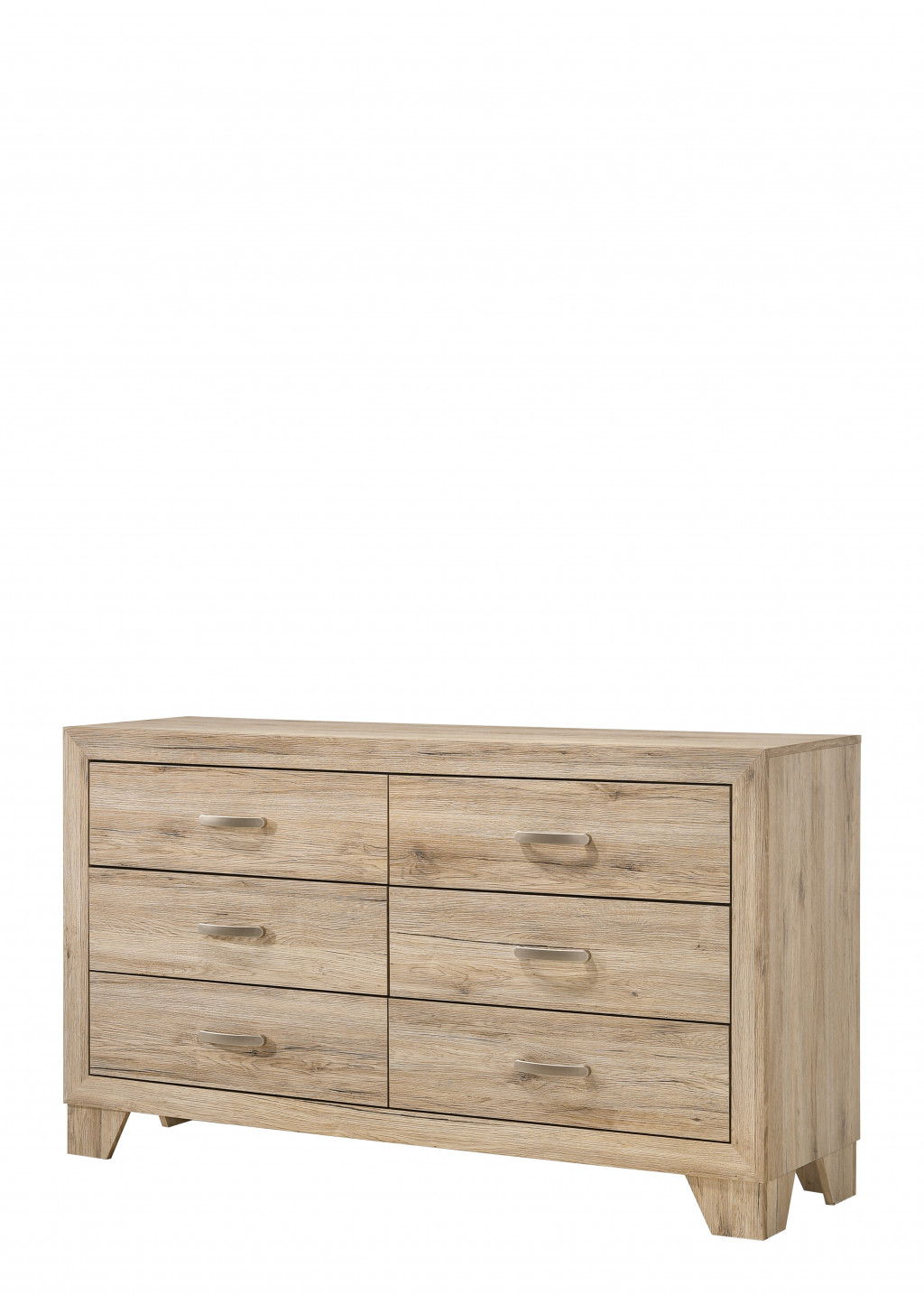 Six Drawer Double Dresser - Natural Brown