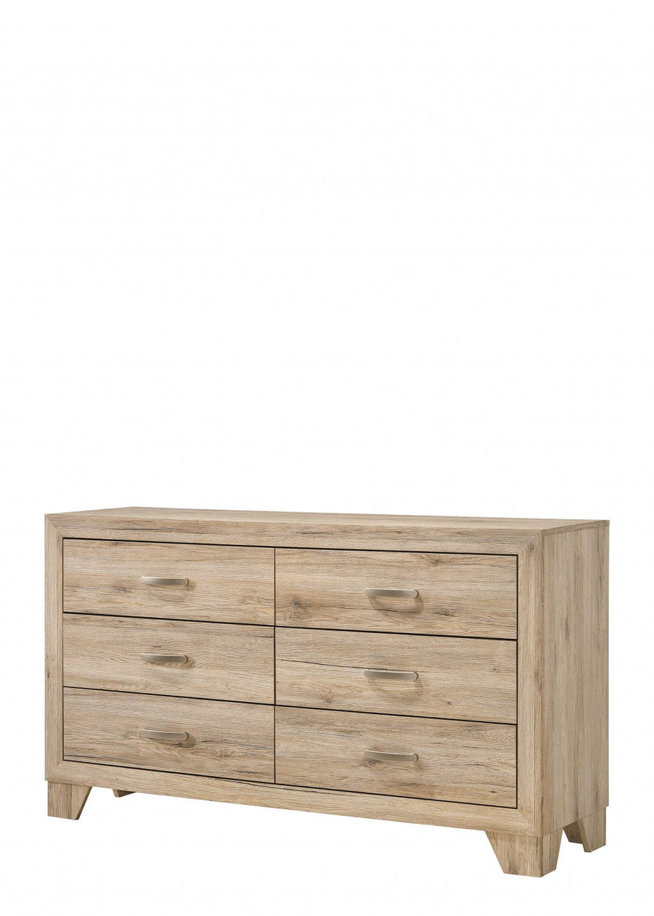 Six Drawer Double Dresser - Natural Brown