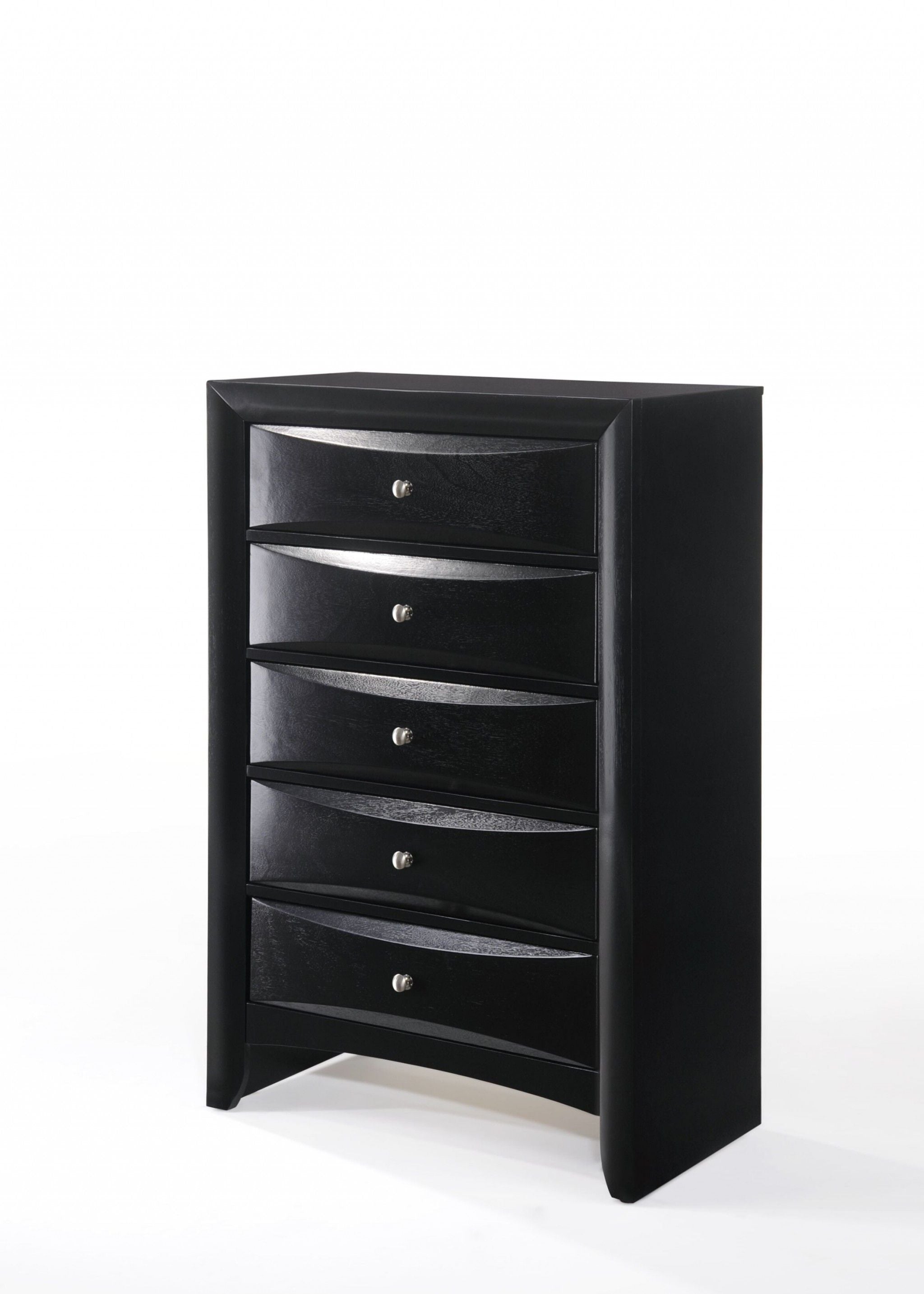 Wood Chest With Center Metal Glide - Black