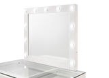 Morgan - Vanity Desk With Glass Top, LED Luxo Mirror & Stool - White