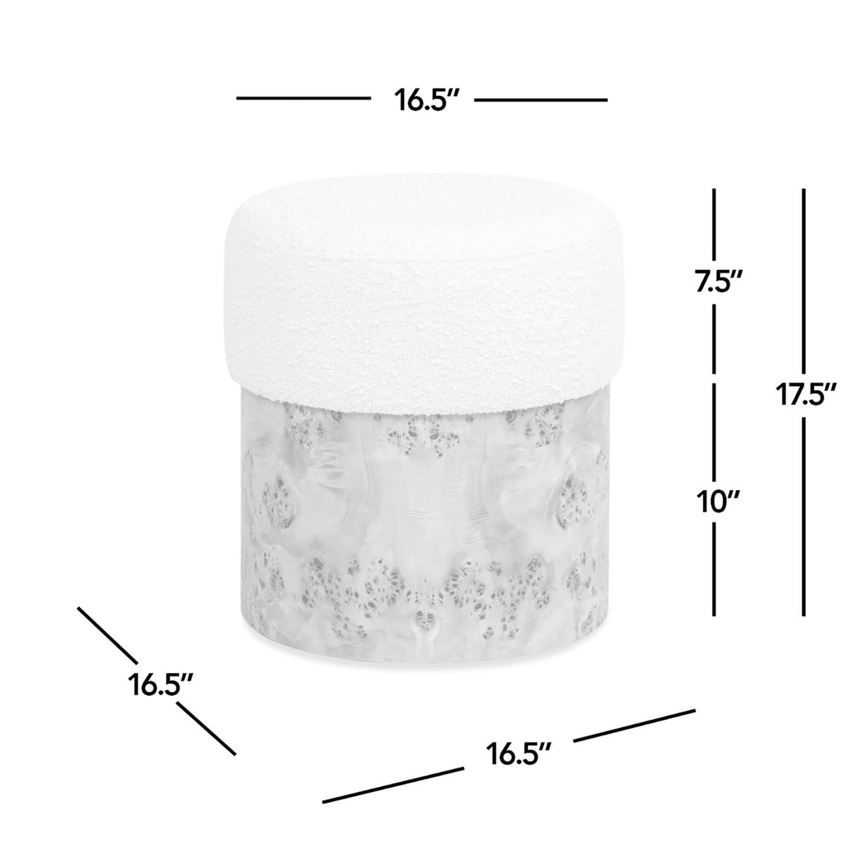 Nebula - Round Upholstered Ottoman - White