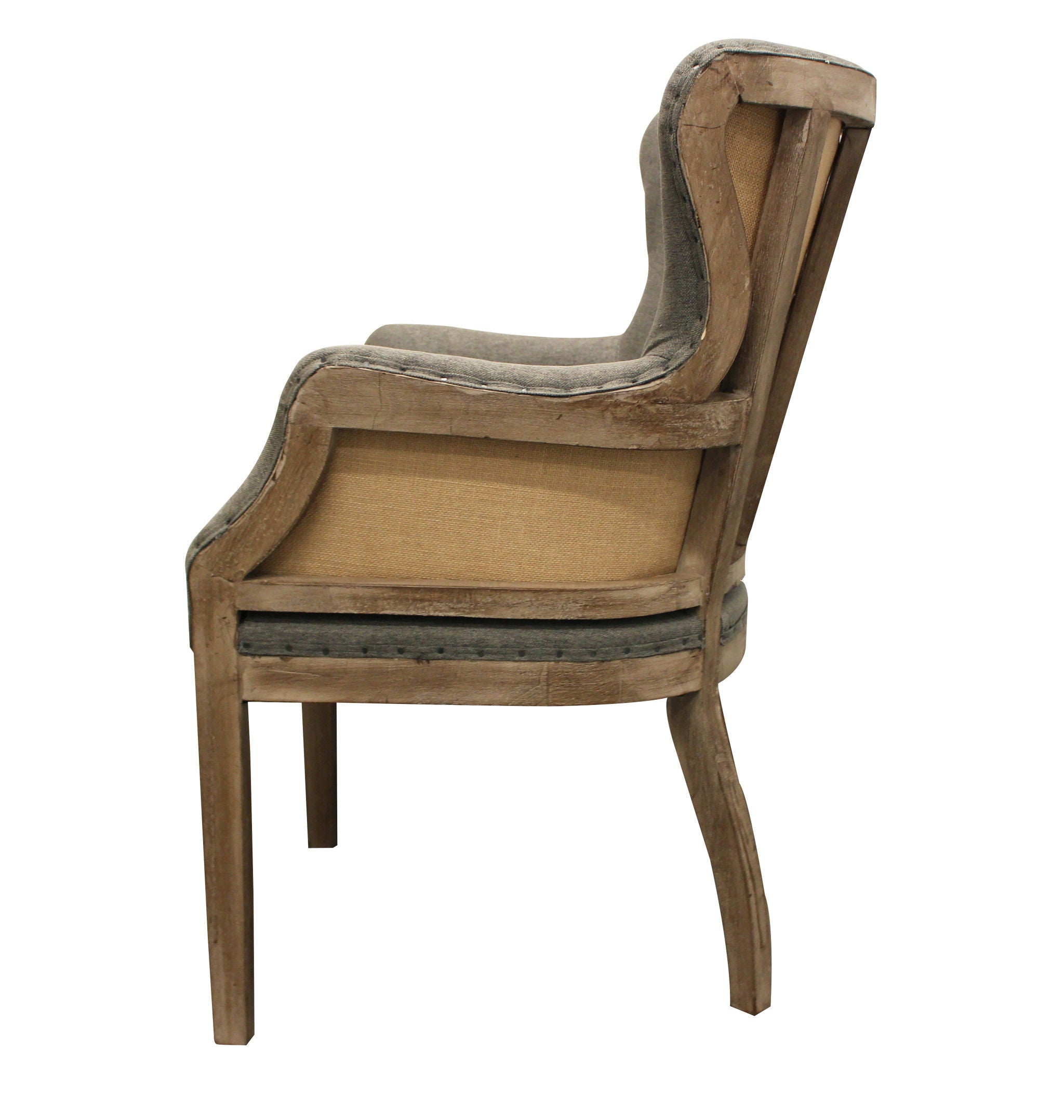 Linen Solid Color Arm Chair - Gray / Natural