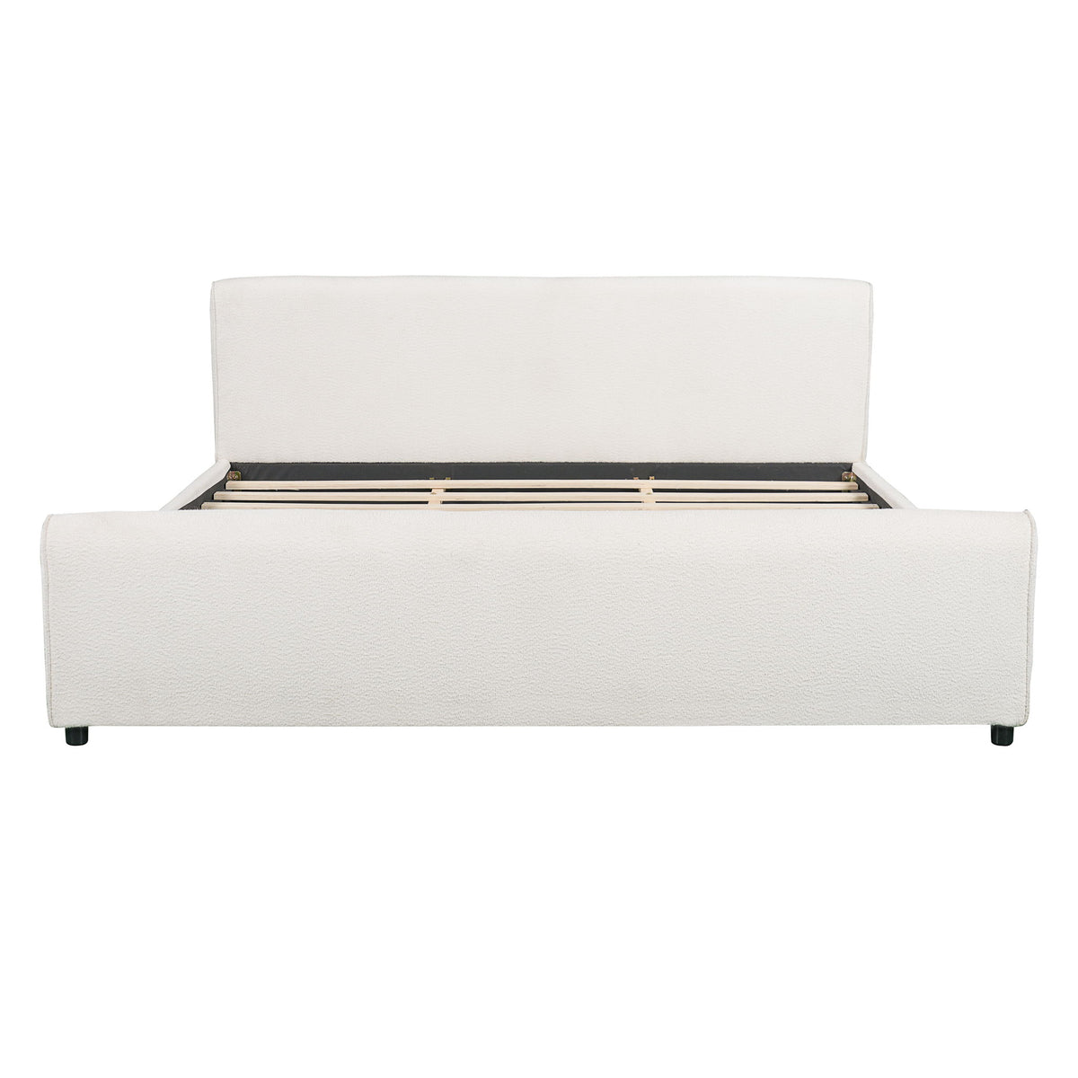 Luxury Upholstered Bed Frame With Curved Headboard and Footboard