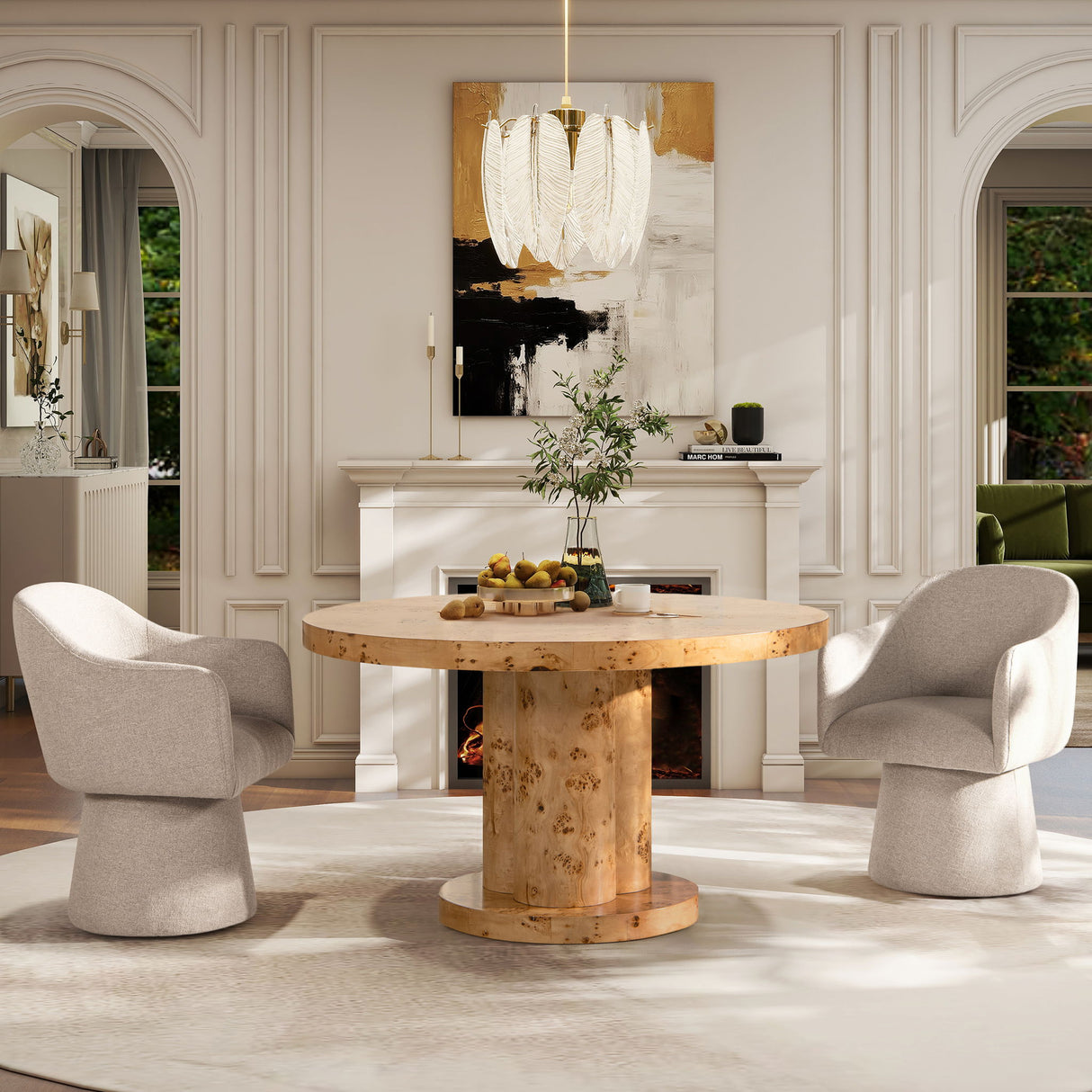 Marcy - Swivel Upholstered Dining Arm Chair - Simple Gray by Jennifer Taylor Home | Bel Furniture