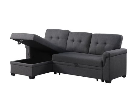 Lucca - Linen Reversible Sleeper Sectional Sofa With Storage Chaise by Lilola Home | Bel Furniture