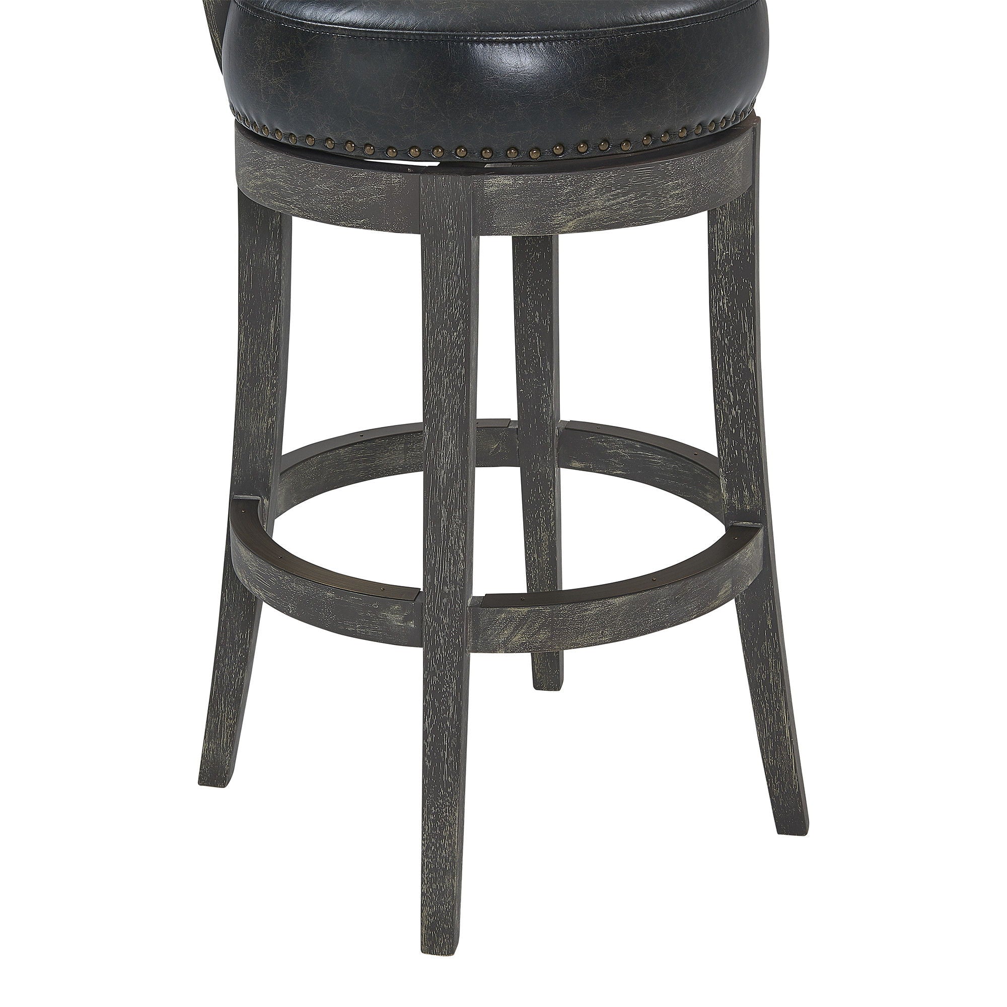 Solid Wood Swivel Low Back Bar Height Bar Chair - Onyx And Gray