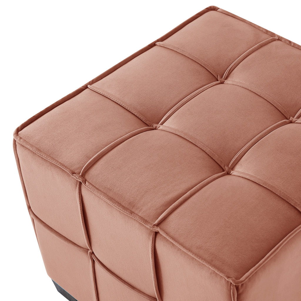 Velvet Cube Ottoman - Blush / Black