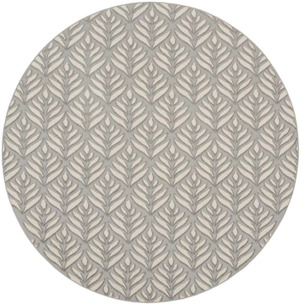 8' Round Floral Power Loom Rug - Charcoal