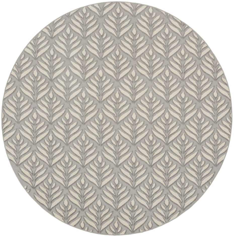 8' Round Floral Power Loom Rug - Charcoal