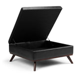Owen - Square Coffee Table Storage Ottoman - Distressed Black by Simpli-Home | Bel Furniture