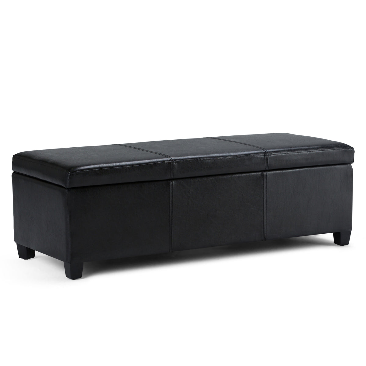 Avalon - Multifunctional Storage Ottoman Bench Black 48.4"W x 18.1"D x 16.1"H Faux Leather by Simpli-Home | Bel Furniture