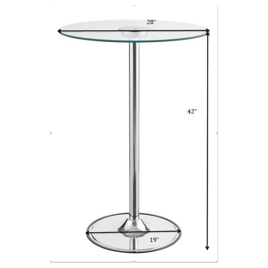 Thea - Round Glass Top LED Bistro Bar Table - Chrome