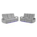 Isolde - Power Reclining Loveseat With LED Lighting - Gray