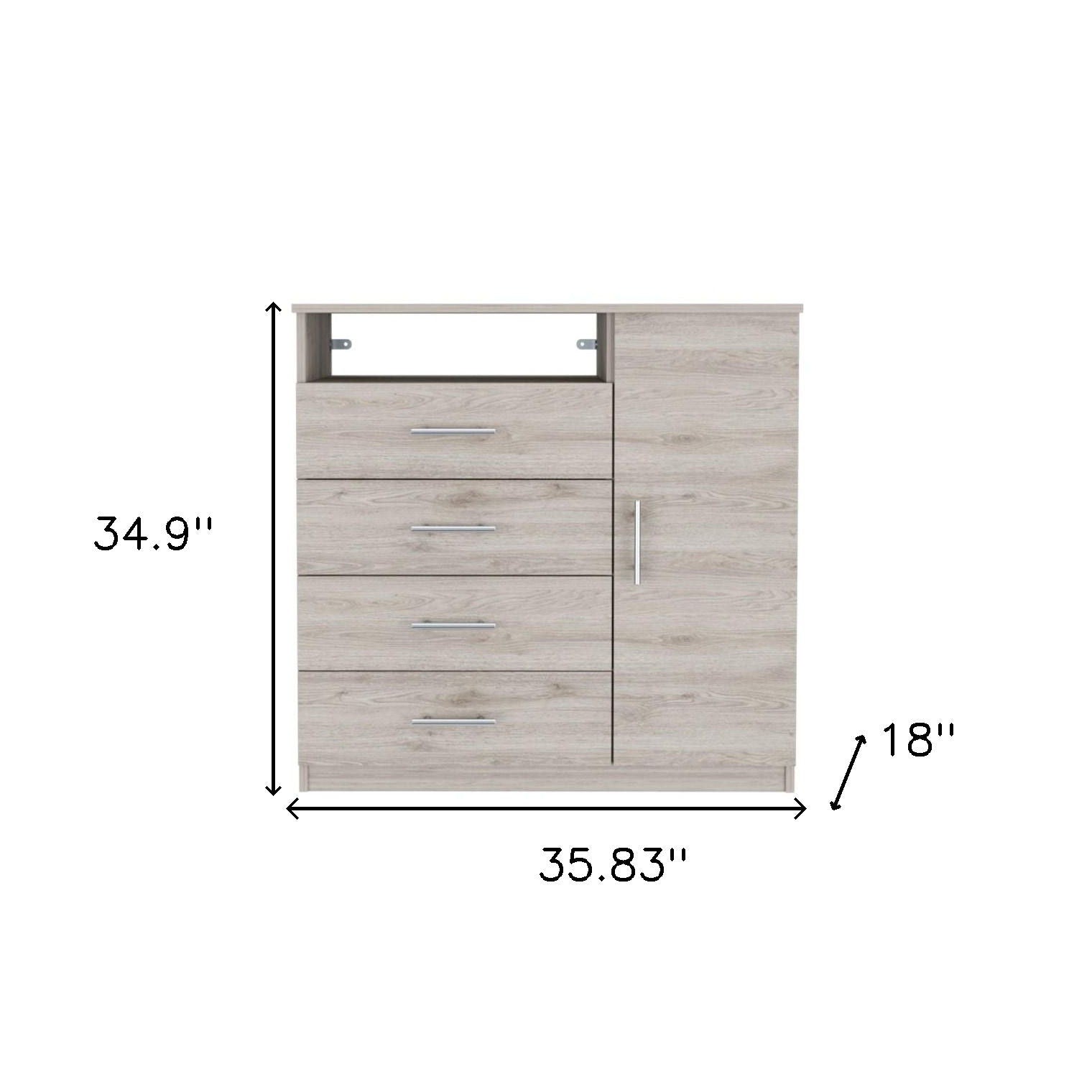 Four Drawer Combo Dresser - Light Gray