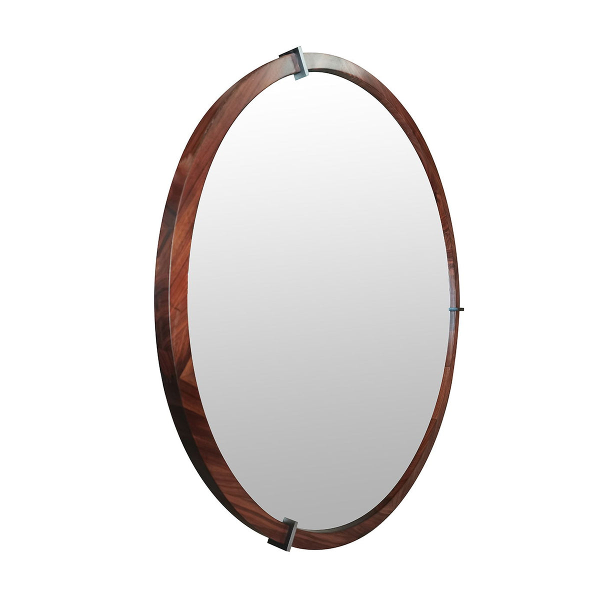 Hausen - Mid-Century Modern Round Accent Wall Mirror - Brown Walnut by Jennifer Taylor Home | Bel Furniture