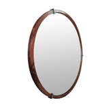 Hausen - Mid-Century Modern Round Accent Wall Mirror - Brown Walnut by Jennifer Taylor Home | Bel Furniture