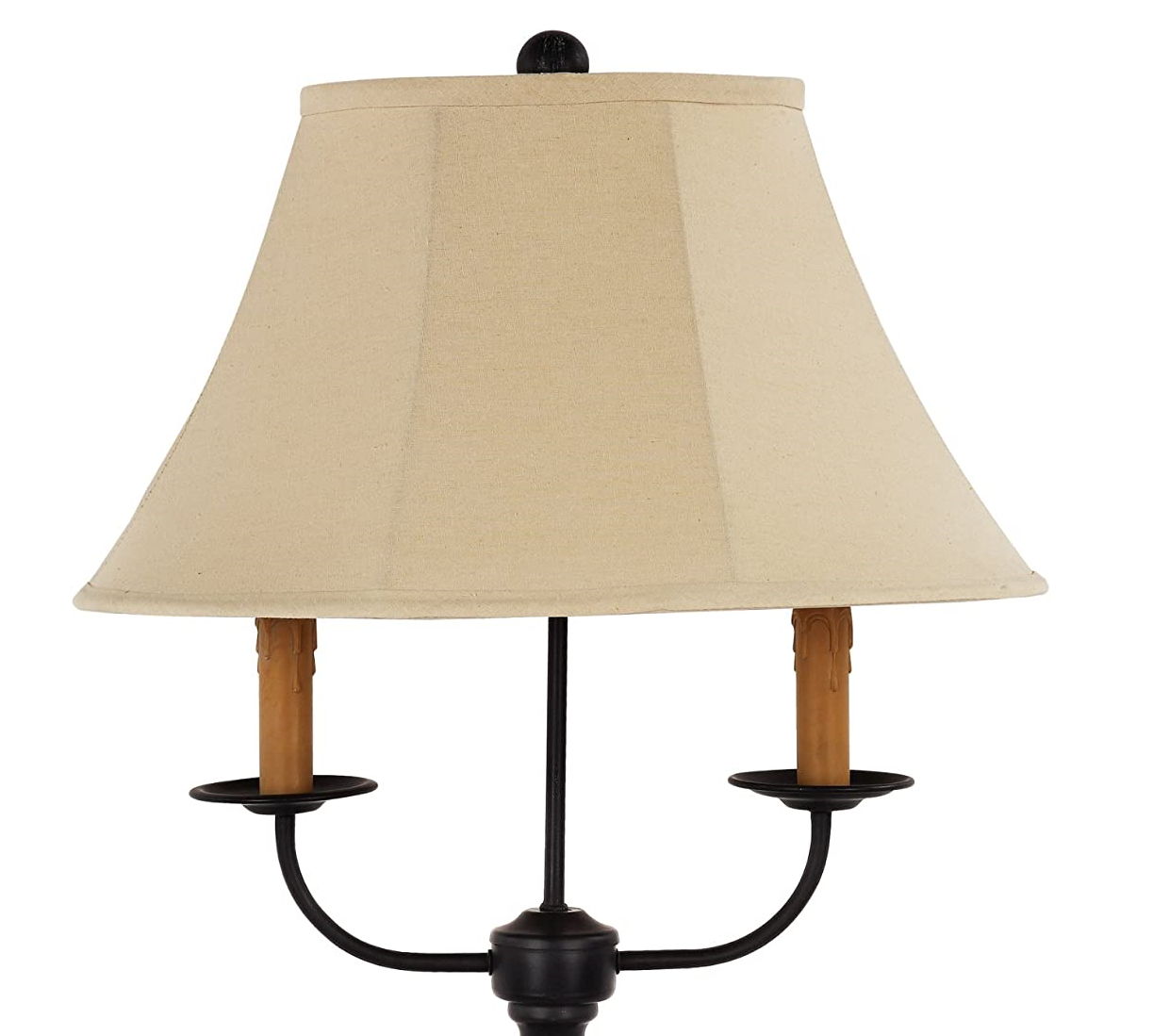 Metal Three Light Table Lamp With Natural Empire Shade - Black