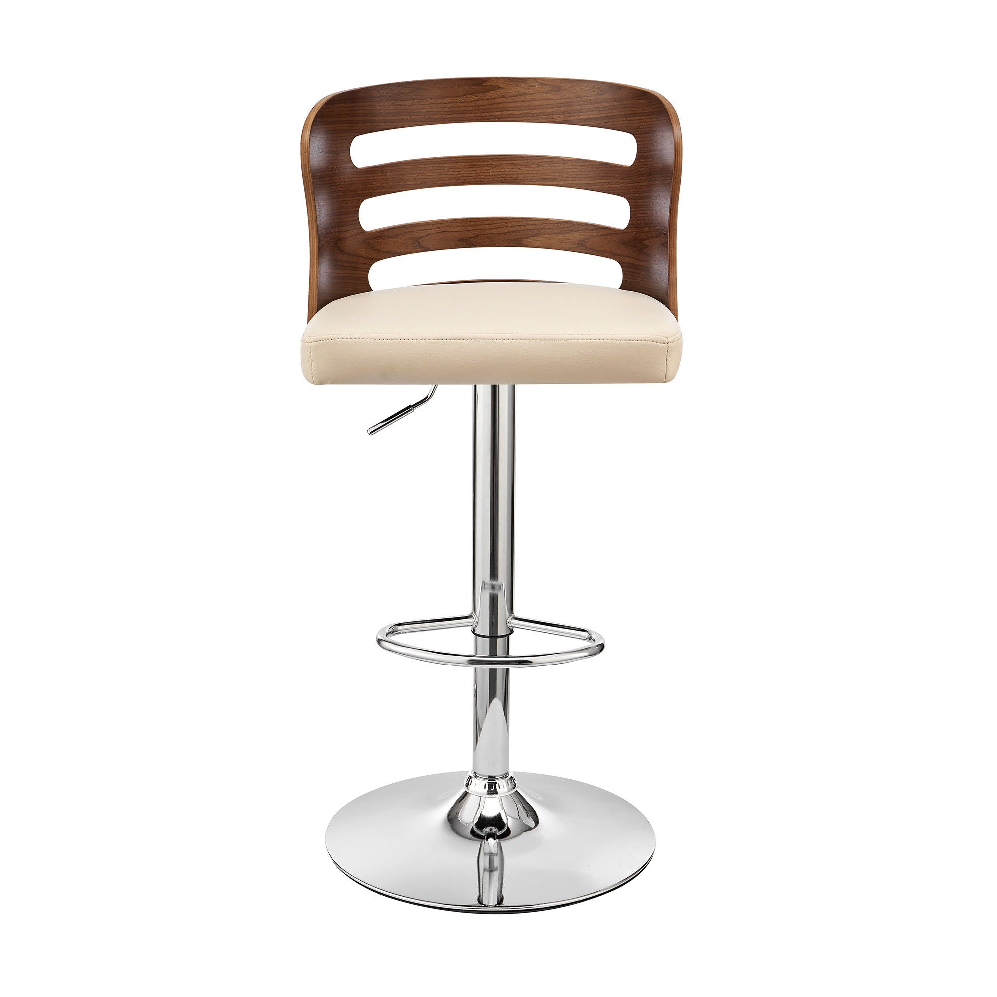 44" Swivel Adjustable Height Bar Chair - Cream / Silver