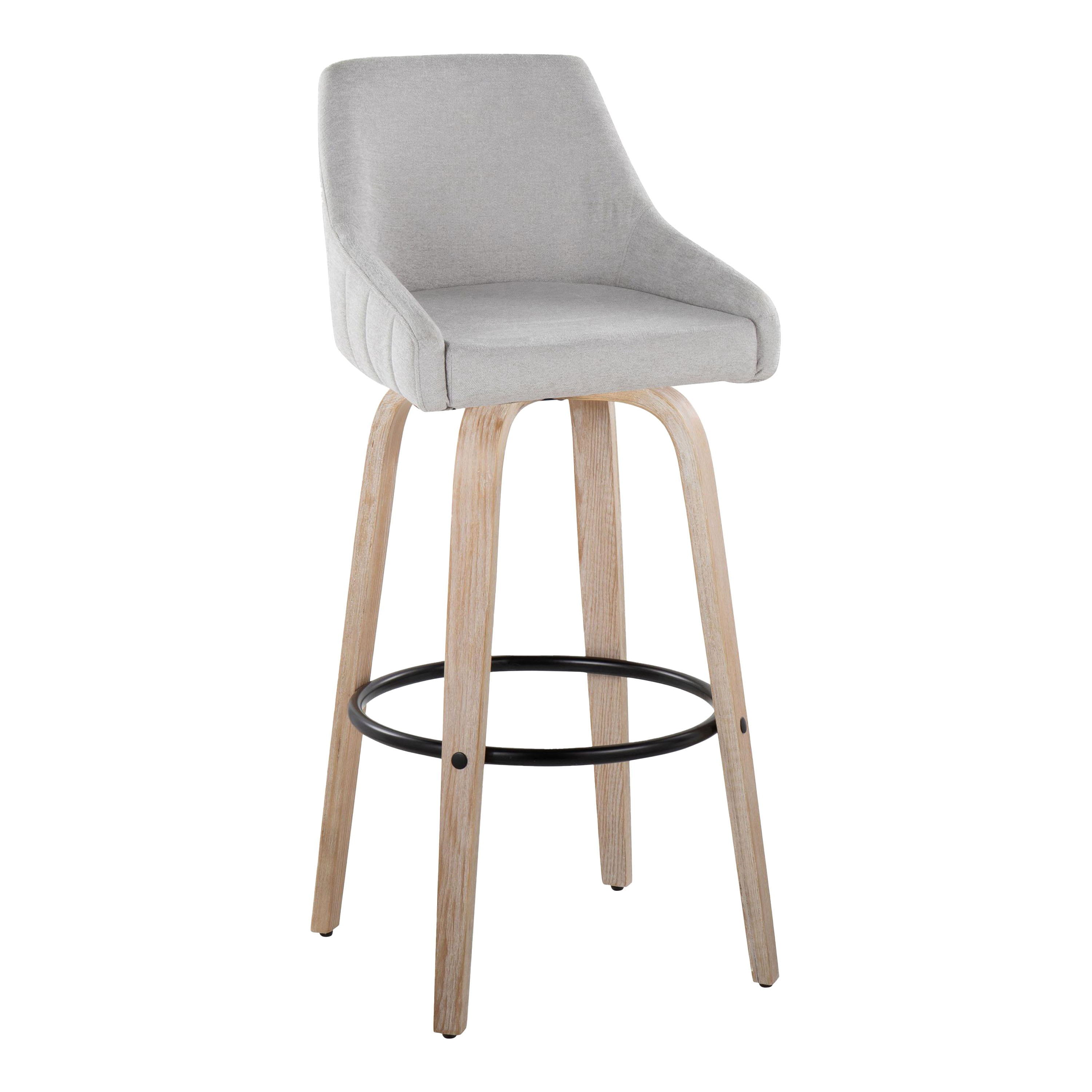 Hannah - Transitional Fixed Height Barstool With Swivel With Round Footrest (Set of 2)