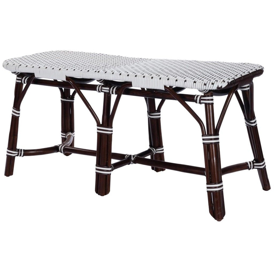 Wicker Entryway Bench - Dark Brown / White