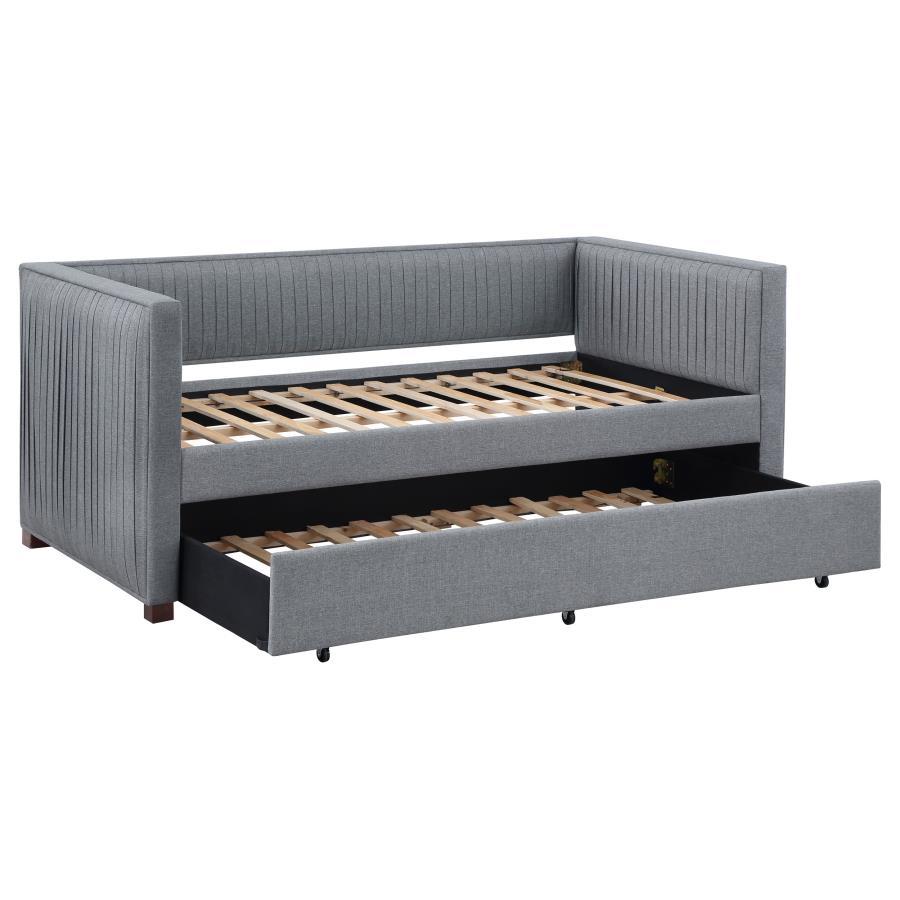 Brodie - Upholstered Twin Daybed With Trundle - Gray by CoasterEssence | Bel Furniture