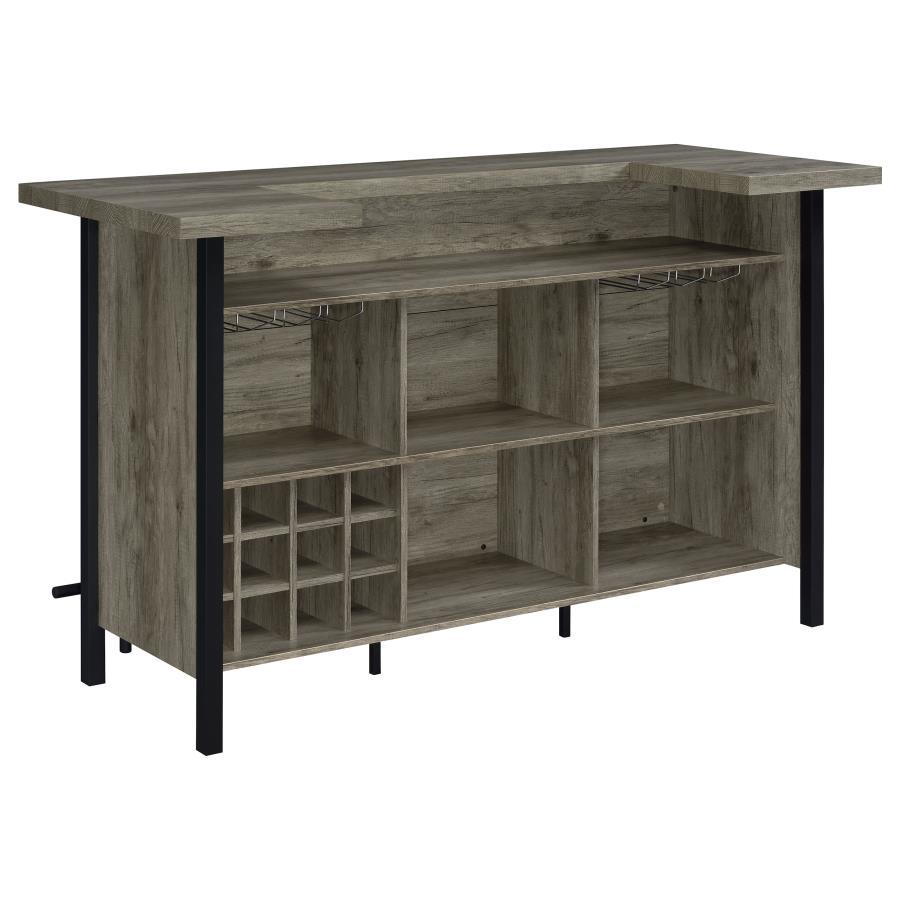 Bellemore - Freestanding Home Bar Wine Cabinet - Gray Driftwood by CoasterEssence | Bel Furniture