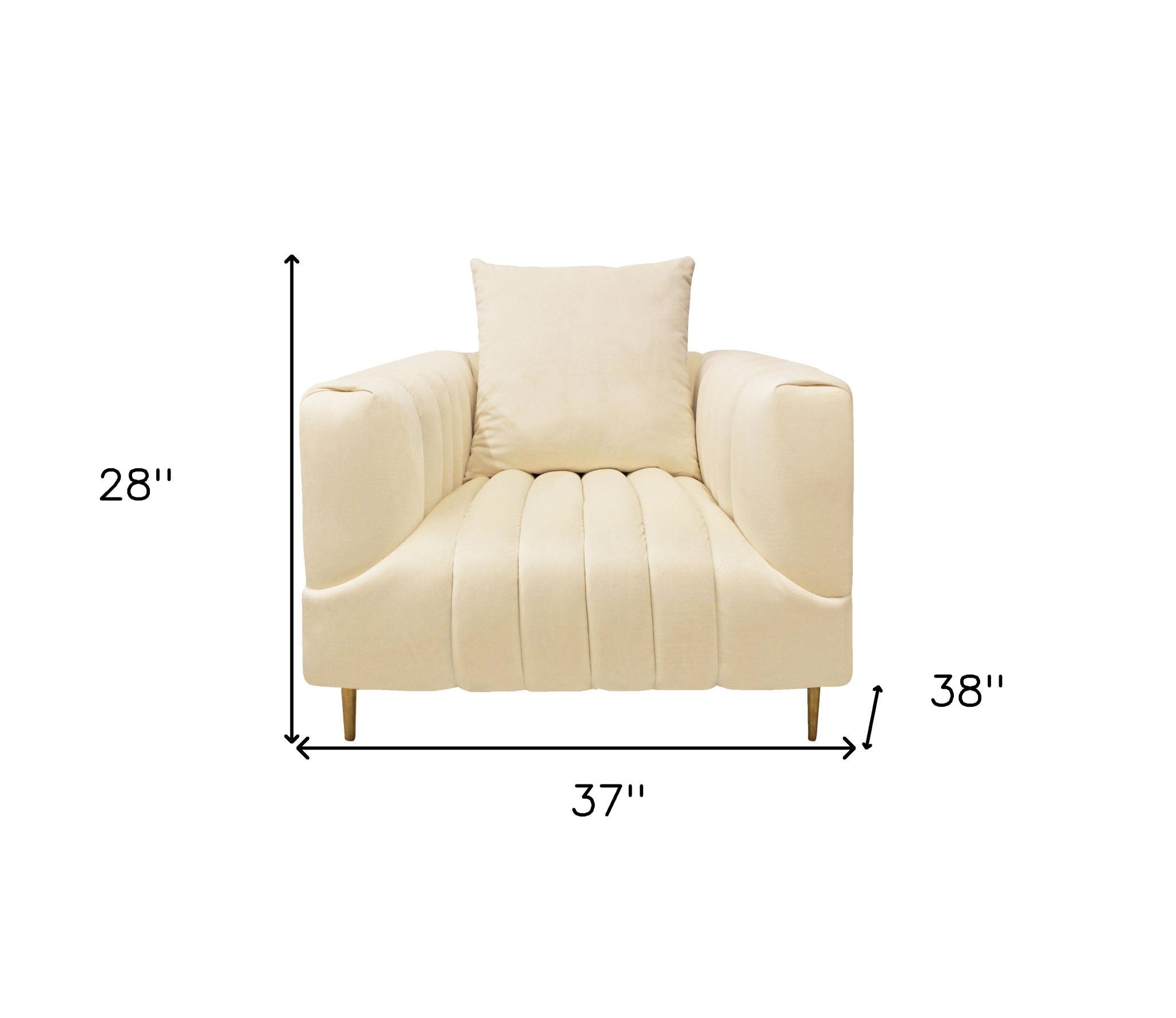 Velvet And Gold Solid Color Lounge Chair - Ivory