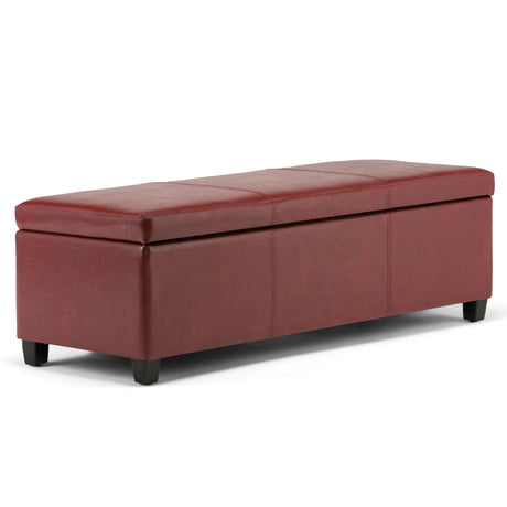 Avalon - Multifunctional Storage Ottoman Bench Red 48.4"W x 18.1"D x 16.1"H Faux Leather by Simpli-Home | Bel Furniture