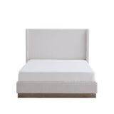 Hosford - Minimalist Upholstered Wingback Bed With Wood Base Platform