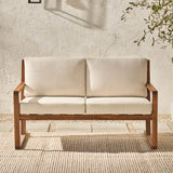 Contemporary Solid Wood Slat Back Patio Loveseat - Brown by Walker Edison | Bel Furniture