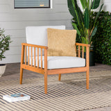Contemporary Cushioned Eucalyptus Wood Patio Accent Chair by Walker Edison | Bel Furniture