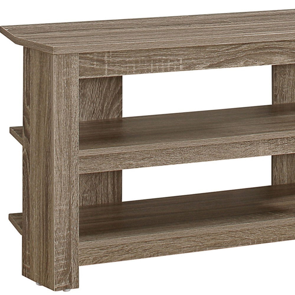 Open Shelving Wooden TV Stand - Deep Taupe