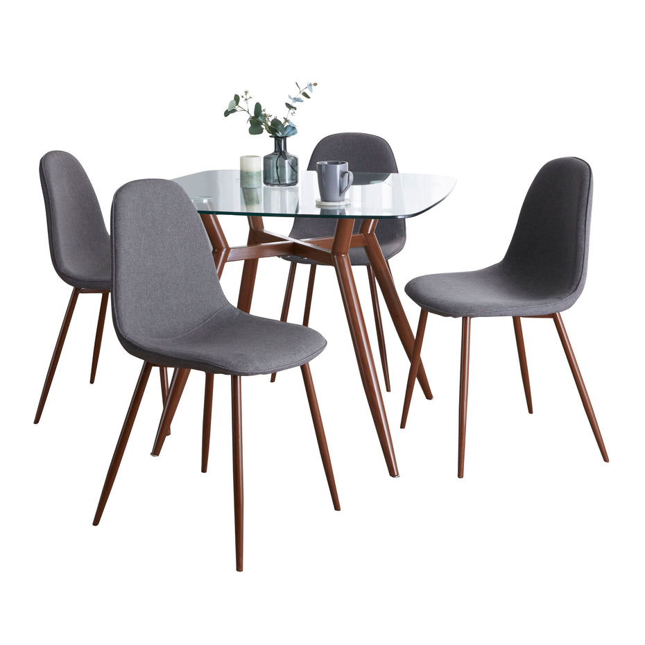 Clara Pebble - 5 Piece Square Tabletop Mid Century Modern Dining Set