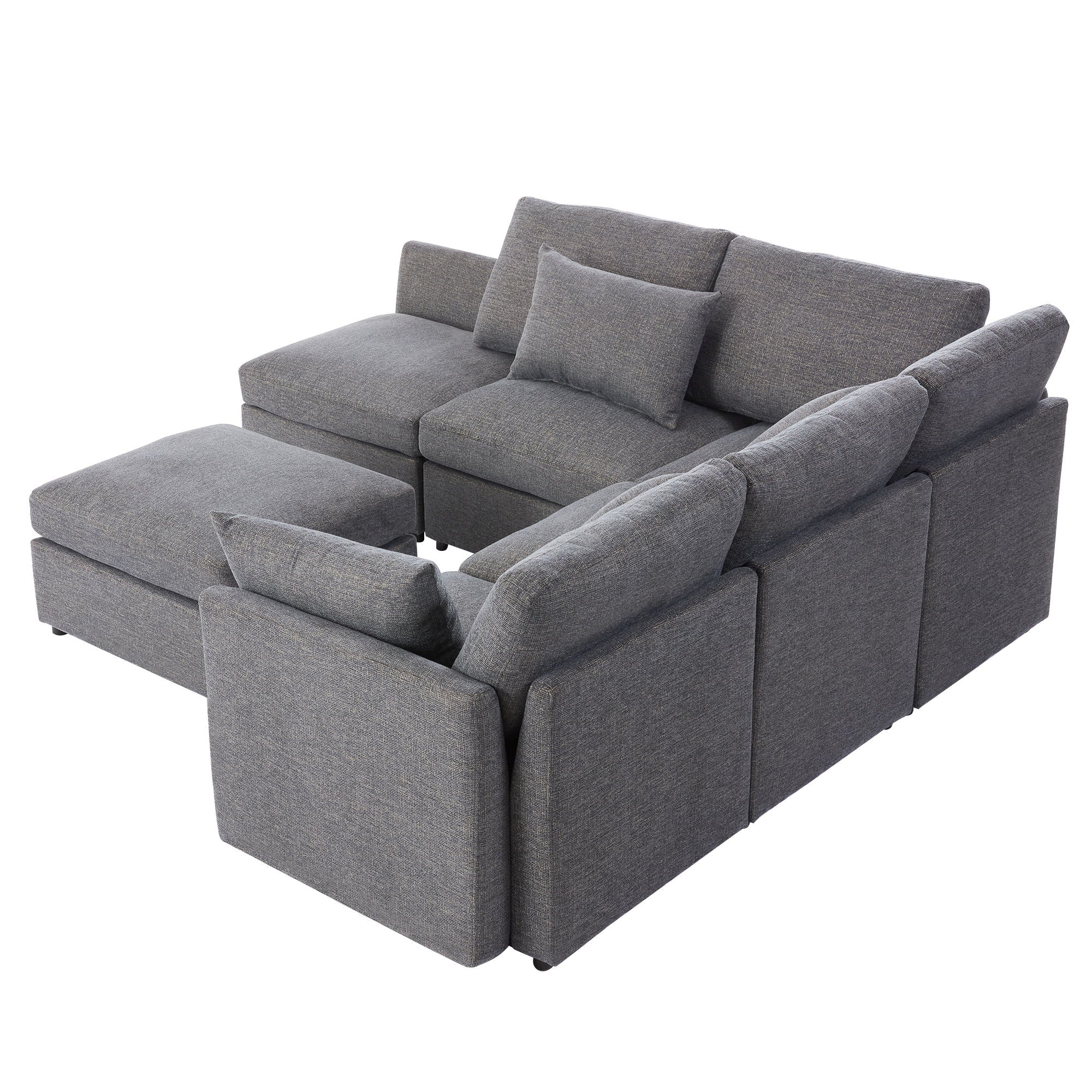 Sectional Sofa Modular Sofa U - Shaped Sofa Couch Sofa Bed L - Shaped Sofa With A Movable Ottoman And Two USB Ports For Living Room