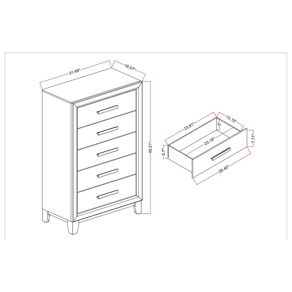 Harry - 5 Piece Bedroom Set With LED