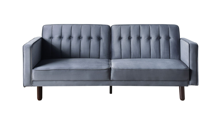 Velvet And Black Sleeper Sofa - Dark Gray